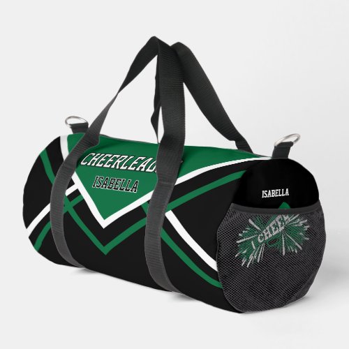 Personalize Cheerleader | Green, Black, White Duffle Bag