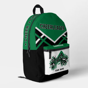 Personalize Cheerleader Green, Black, White Printed Backpack