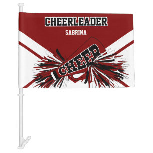 Personalize Cheerleader - Maroon, White & Black Car Flag