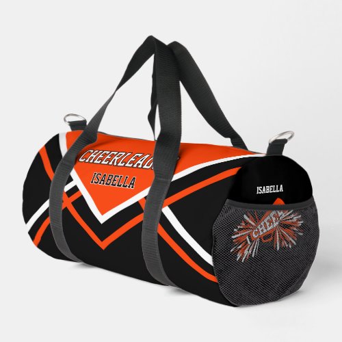 Personalize Cheerleader | Orange, Black, White Duffle Bag