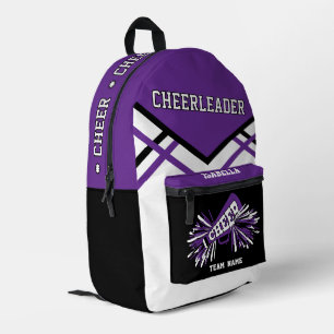 Personalize Cheerleader Purple, Black, White Printed Backpack