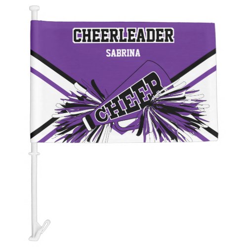 Personalize Cheerleader _ Purple White  Black Car Flag