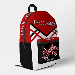 Personalize Cheerleader Red, Black, White Printed Backpack