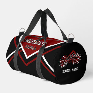 Personalize Cheerleader Red Maroon, Black, White Duffle Bag