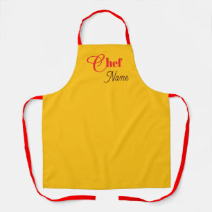 Personalize CHEF Yellow Kitchen Catering Red Strap Apron