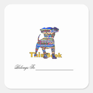 Personalize Chevron Pattern Dog Bookplate