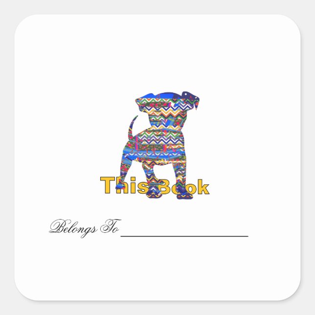 Personalize Chevron Pattern Dog Bookplate  (Front)
