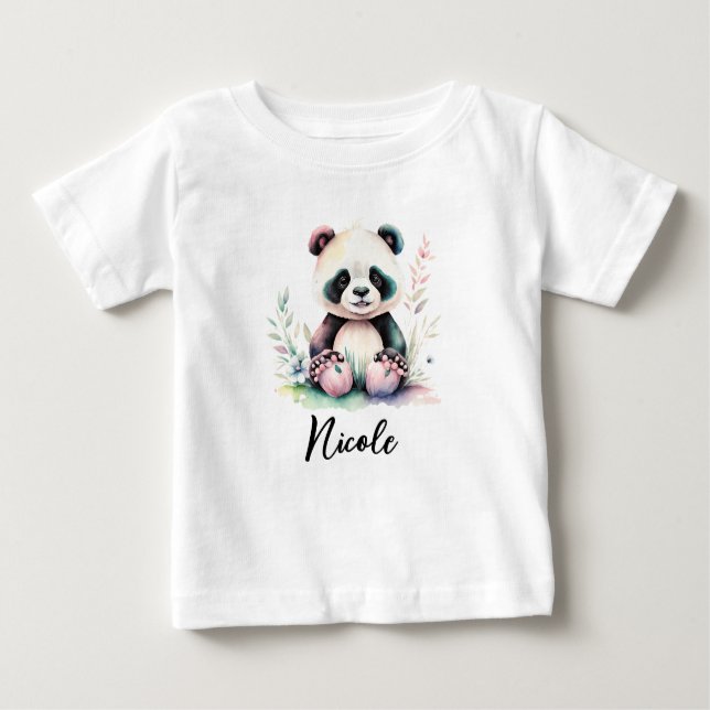 Personalize Children Kids Toddler Panda Bear Baby T-Shirt (Front)
