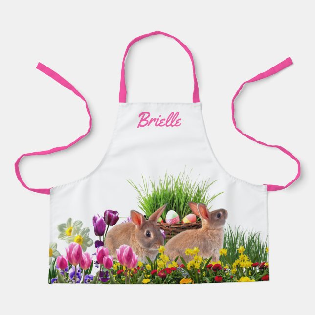 Personalize Children's Easter Bunny in Garden   Apron (Front)