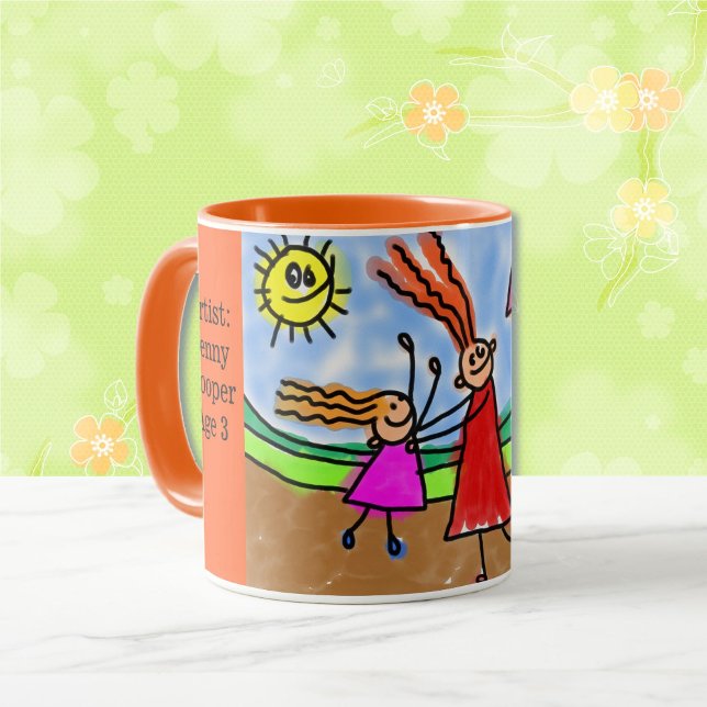 Personalize Child's Artwork Add Name & Age Coffee Mug (Creator Uploaded)