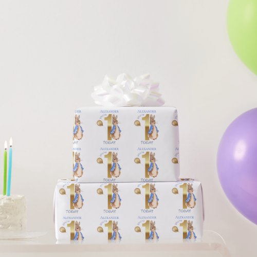 Personalize Childs Name Peter 1st Birthday Wrapping Paper