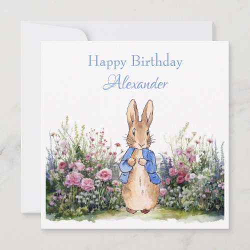 Personalize Childs name Peter the Rabbit Birthday Card