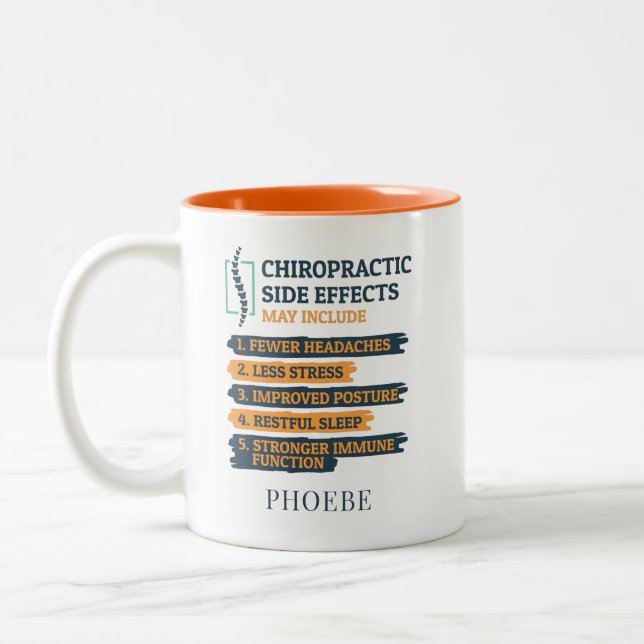 Personalize Chiropractic Side Effects Novelty Two-Tone Coffee Mug (Left)