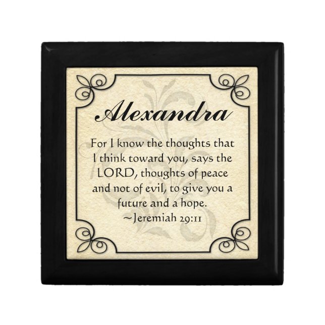 Personalize Christian Bible Verse Keepsake Trinket Gift Box (Front)