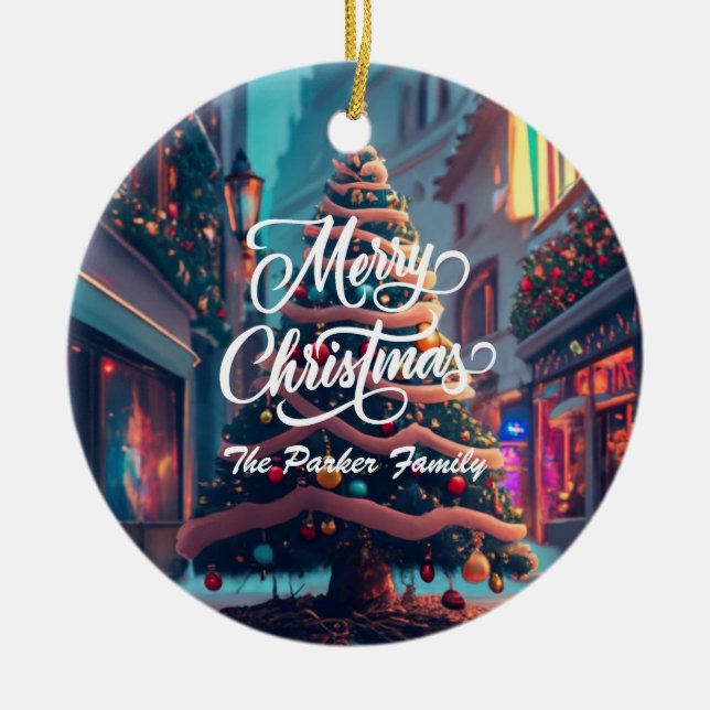 Personalize Christmas Ceramic Ornament (Front)