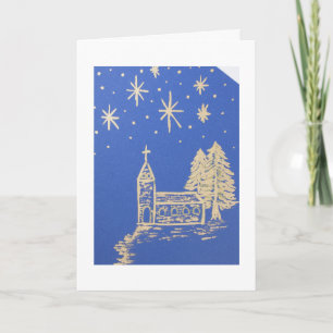 Personalize, Christmas church, stars Holiday Card