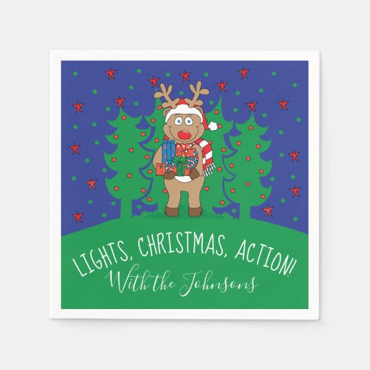 personalize christmas cocktail napkins