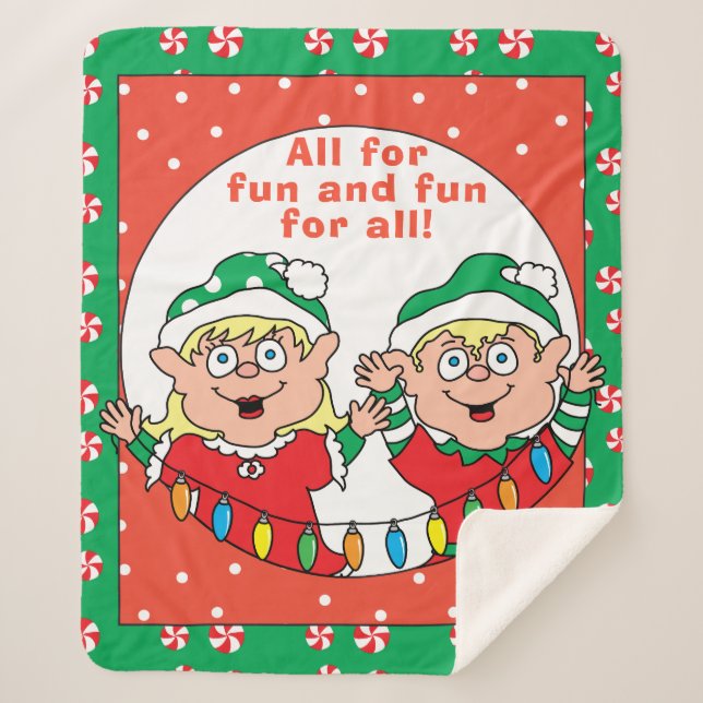 Personalize "Christmas Elves" Blanket/Medium Sherpa Blanket (Front)