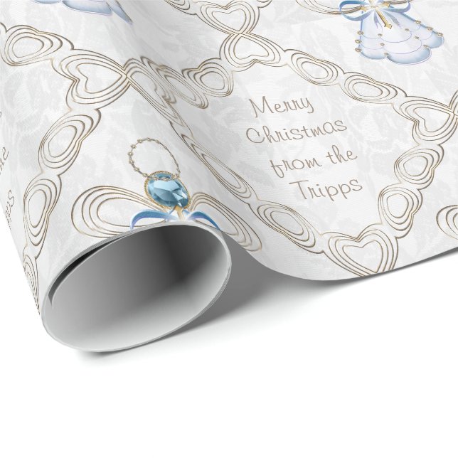 Personalize - Christmas Filigree Angel of Faith Wrapping Paper (Roll Corner)