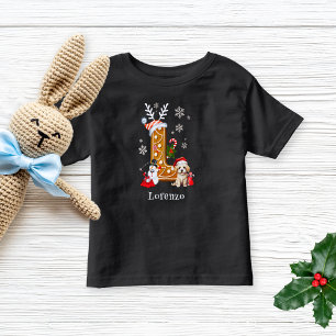 Personalize Christmas Gingerbread Alphabet L Boy Toddler T-shirt