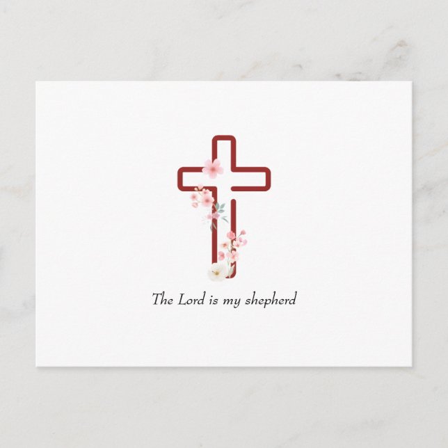 Personalize Christmas Holly Cross Holiday Postcard (Front)