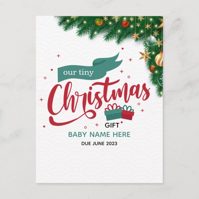 Personalize Christmas pregnancy announcement card (Front)