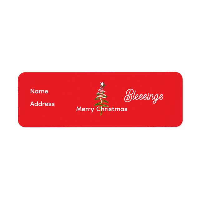Personalize Christmas Red Return Address Label (Front)