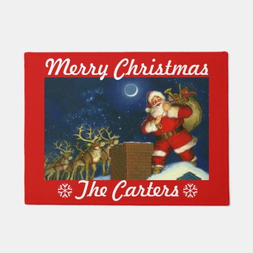 Personalize Christmas Santa Door Mat YOUR NAME