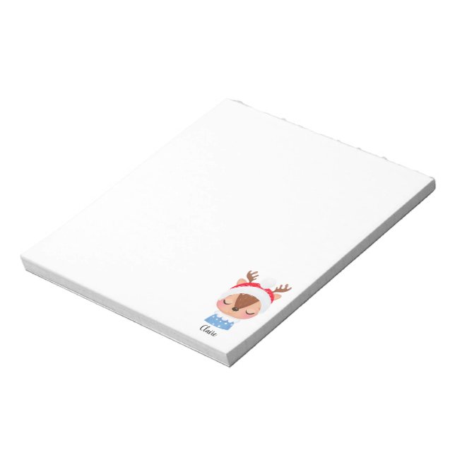Personalize Christmas Sleeping Reindeer Face Notepad (Rotated)