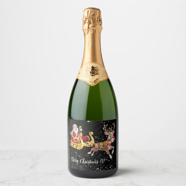 Personalize Christmas Sparkling Wine Label (Front)