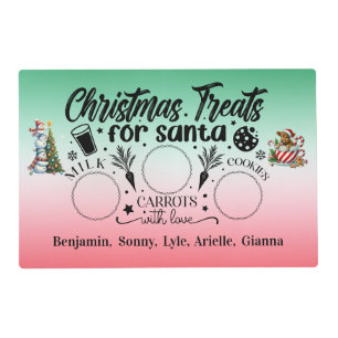Personalize Christmas Treat for Santa Laminated Placemat