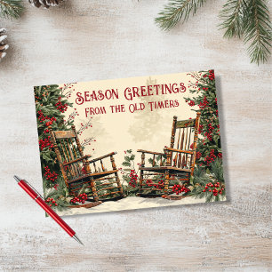 Personalize Christmas Winter Rocking Chair Card