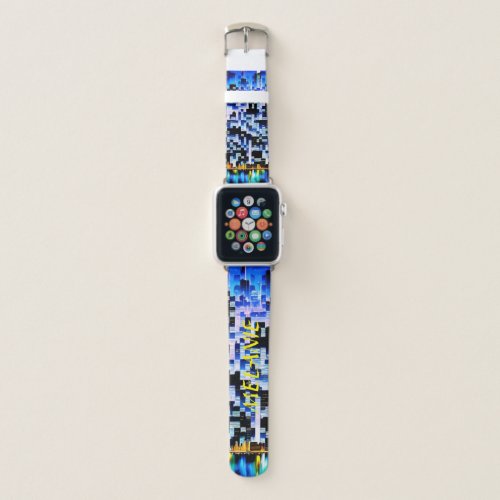 PERSONALIZE CITYSCAPE AT NIGHT WITH RIVER BELOW APPLE WATCH BAND