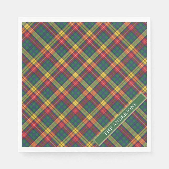 Personalize Clan Buchanan Tartan Plaid Napkins (Front)