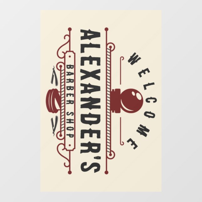 Personalize Classic Barber Shop Floor Decals (Front)