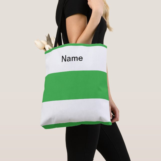 Personalize Classic Lime Green +  White Stripes Tote Bag (Close Up)