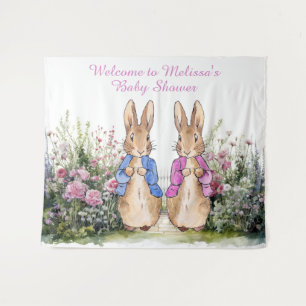 Personalize Classic Rabbits Baby shower LARGE Tapestry