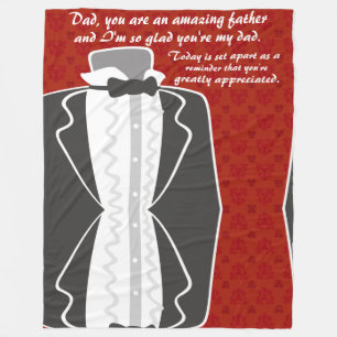 Personalize Classic Tuxedo Look Amazing Dad Fleece Blanket