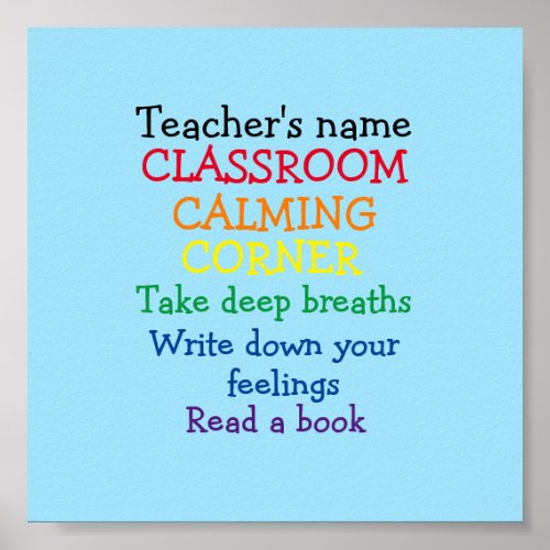 Personalize Classroom Calming Poster