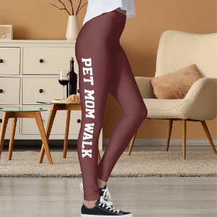 Personalize Classy Pet Mom Christmas Crimson Brown Leggings