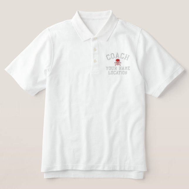 Personalize Coach Your Name Your Game! Embroidered Polo Shirt (Design Front)