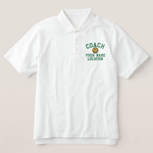 Personalize Coach Your Name Your Game! Embroidered Polo Shirt (Design Front)