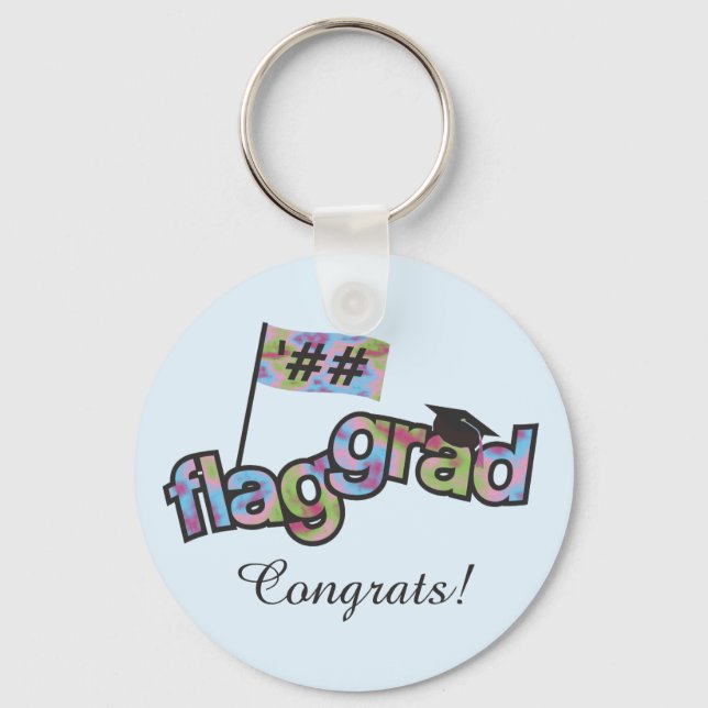 Personalize Color Guard Graduation Keychain (Front)