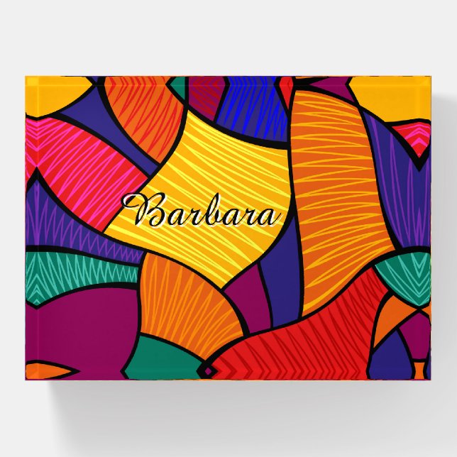 Personalize Colorful Abstract  Paperweight (Front)