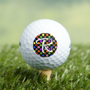 Personalize Colorful Candy Fruit Polka Dots, Black Golf Balls