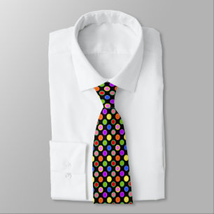 Personalize Colorful Candy Fruit Polka Dots, Black Neck Tie