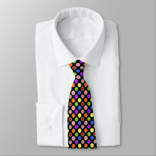 Personalize Colorful Candy Fruit Polka Dots Black Neck Tie