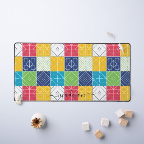 Personalize Colorful Patchwork Desk Mat