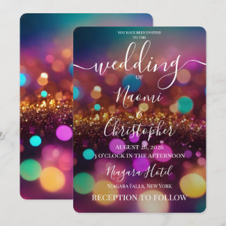 Personalize: Colorful Pink Bokeh Wedding Invitation