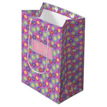 Personalize Colorful Retro Floral Purples & Pinks